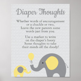 Yellow Elephant Baby Dusche Windeln Gedanken signi Poster
