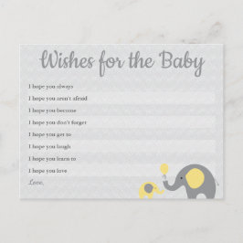 Yellow Elephant Baby Dusche Wünsche für Babykarten Postkarte