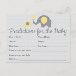Yellow Elephant Baby Predictions Cards Kinderdusch Einladungspostkarte