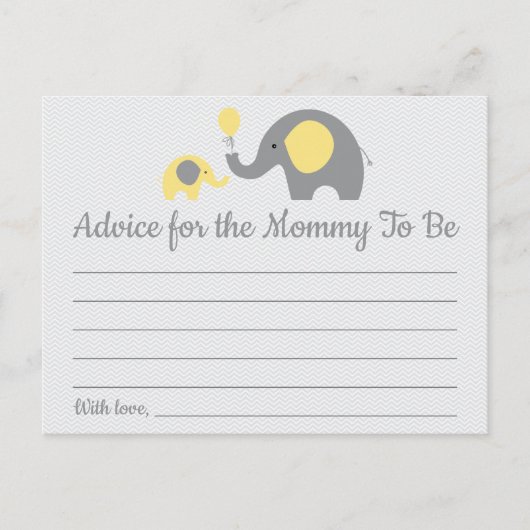 Yellow Elephant Baby Shower Advisor für Mama Cards Postkarte (Vorderseite)