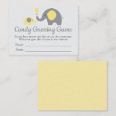 Yellow Elephant Baby Shower Candy Guessing Game Visitenkarte (Vorne/Hinten)