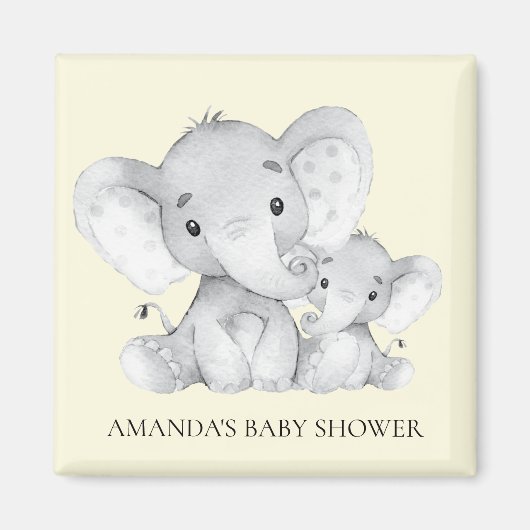 Yellow Elephant Baby Shower Fevor Magnet (Vorne)