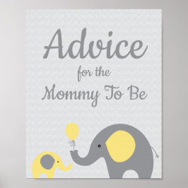 Yellow Elephant Baby Shower Ratschläge für Mommy S Poster