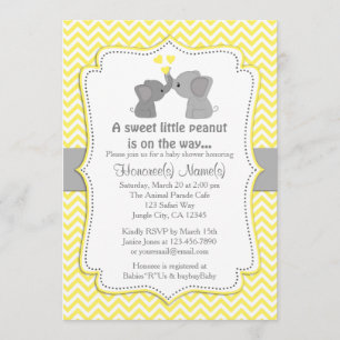 Yellow Elephant Babydusche Einladungen Chev 170
