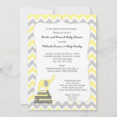 Yellow Elephant Book Baby Dusche, Bücher und Brunc Einladung (Vorderseite)