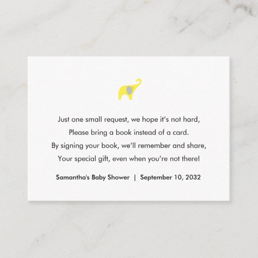 Yellow Elephant Book request / books Begleitkarte (Vorderseite)