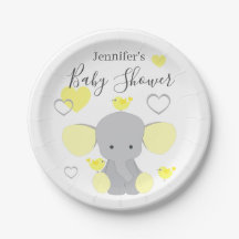 Yellow Elephant Boy Girl Baby Dusche Party