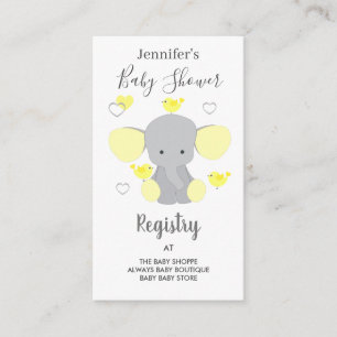 Yellow Elephant Boy Girl Baby Shooter Registry Begleitkarte
