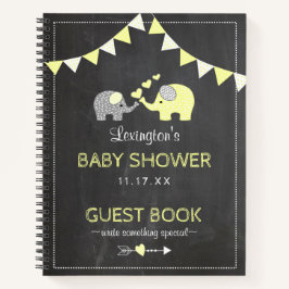Yellow Elephants Baby Shower Chalk Gästebuch | Notizblock