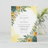 Yellow Emerald Radiant Spring Wedding Einladung (Stehend Vorderseite)
