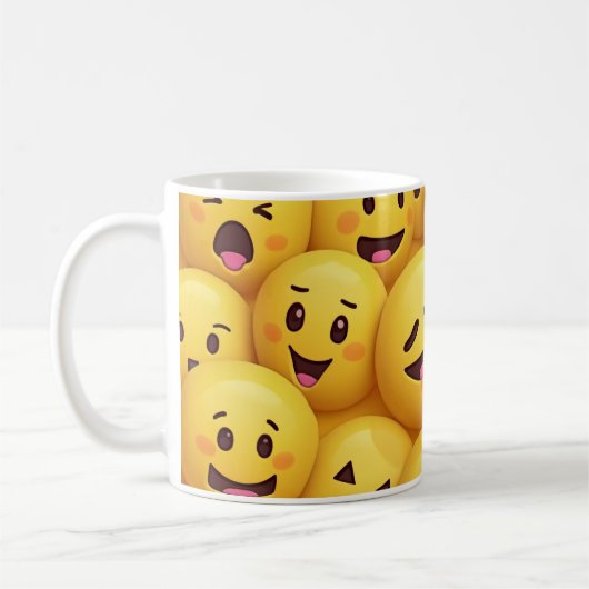 😊 Yellow Emoji Cup - Sip mit einem Lächeln! ☕ 💛 Kaffeetasse (Links)