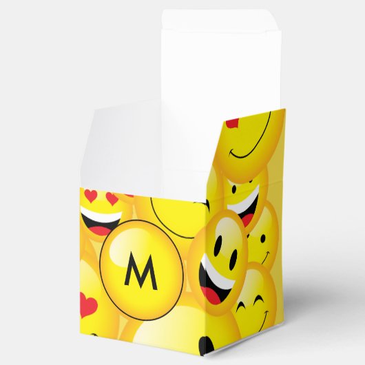 Yellow Emoji Party Emoticon Faces Pattern Geschenkschachtel (Geöffnet)