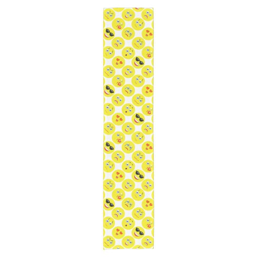 Yellow Emoji Pattern Kurzer Tischläufer (Vorderseite)