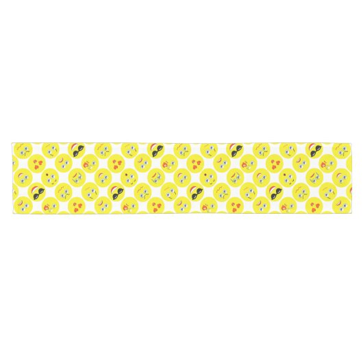 Yellow Emoji Pattern Kurzer Tischläufer (Horizontal)