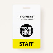 Yellow Employee Name Business Logo Staff Tag Ausweis (Vorderseite)