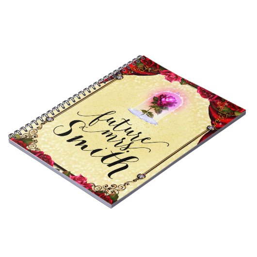 Yellow Enchanted Storybook Rote Rose Future Mrs. Notizblock (Linke Seite)