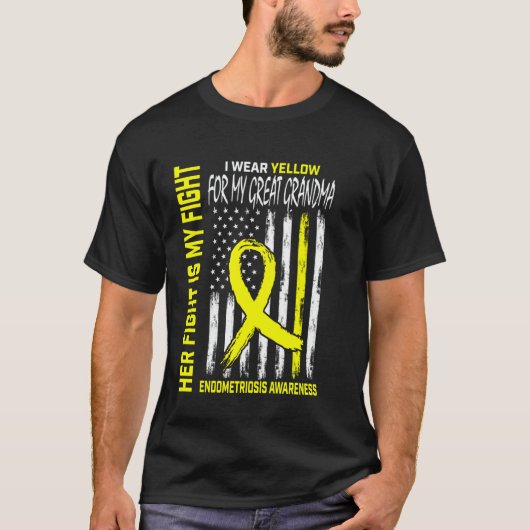 Yellow Endometriosis Awareness Great Grandma Flag  T-Shirt (Vorderseite)