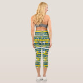 Yellow Ethnic Aztec Capri Leggings (Rückseite)