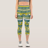 Yellow Ethnic Aztec Capri Leggings (Vorderseite)