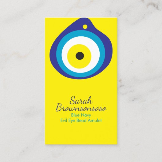 Yellow Evil Eye Bead Amulet Visitenkarte (Vorderseite)