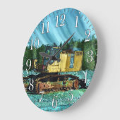 Yellow Excavator Earth-Mover Art Gift Große Wanduhr (Winkel)