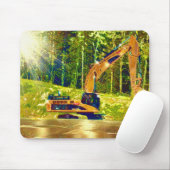 Yellow Excavator Power Shovel Art Mousepad (Mit Mouse)