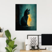 Yellow-Eyed Feline in Moody Brushwork Poster (Heimbüro)