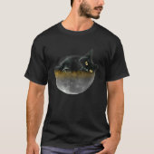 Yellow Eyes Black Cat Sleeping On Big Moon  Galaxy T-Shirt (Vorderseite)