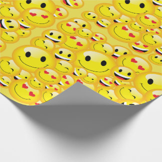 Yellow Face Happy Birthday Emoji Party Geschenkpapier