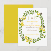 Yellow Fall Floral Save the Date Postkarten (Vorne/Hinten)