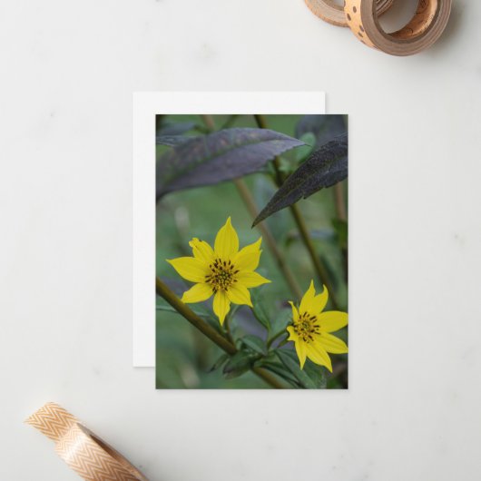 Yellow Fall Flower Mitteilungskarte (Vorderseite/Rückseite Beispiel)