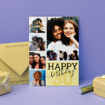 Yellow Family Friends Photo Collage Happy Birthday Karte<br><div class="desc">This cool and cute happy birthday greeting card is perfect for any friend or family member. It features eight customizable photograph pictures with the quote, "Happy Birthday, " on top of a canary yellow"30" (which can be changed to any age) and pastel yellow color block square. It's modern, fun, and...</div>