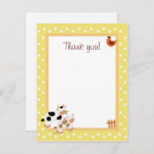 Yellow Farm Baby Moo Cow Flat Danke für Ihre Anmer Mitteilungskarte (Vorne/Hinten)