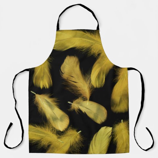 Yellow Feathers Black Background Design Schürze (Vorderseite)
