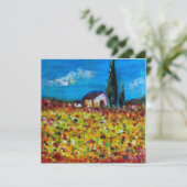 YELLOW FIELD , rot-grün violett weiß Einladung (Stehend Vorderseite)