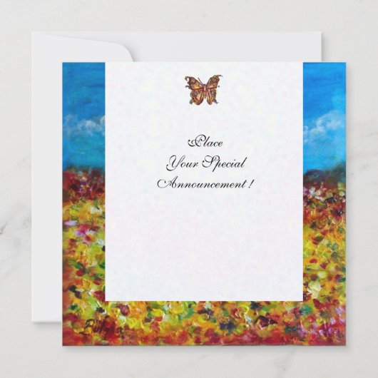 YELLOW FIELD , rot-grün violett weiß Einladung (Rückseite)