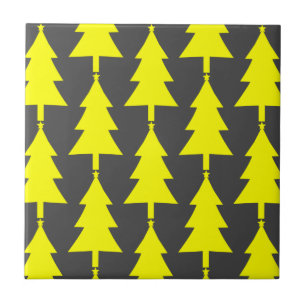 Yellow Fier Christmas Trees Pattern Fliese