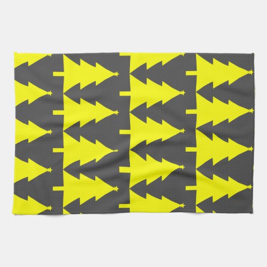 Yellow Fier Christmas Trees Pattern Geschirrtuch (Horizontal)