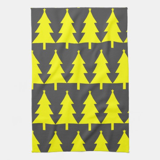 Yellow Fier Christmas Trees Pattern Geschirrtuch (Vertikal)