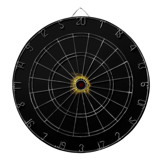 Yellow Fiery Eclipse Black Hole Dart Board Dartscheibe (vorne)
