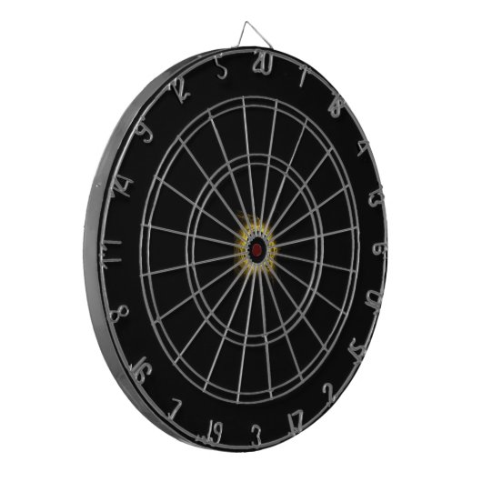 Yellow Fiery Eclipse Black Hole Dart Board Dartscheibe (Vorderseite Links)