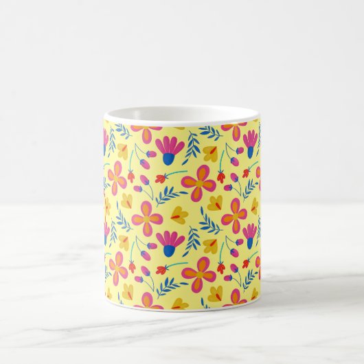 Yellow Fiesta Floral Maßgeschneiderte Anfänge Kaffeetasse (Mittel)