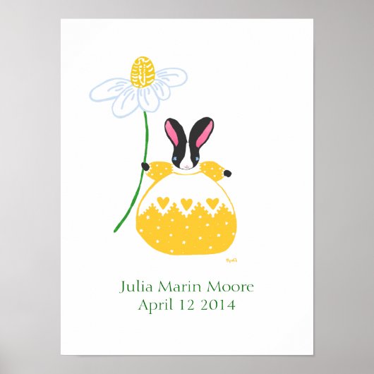 Yellow Fifi Daisy Bunny Geburtstagsposter Poster (Vorne)