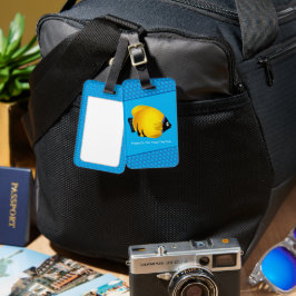 Yellow Fish des Kids auf dem Blue Pattern Gepäckan Gepäckanhänger