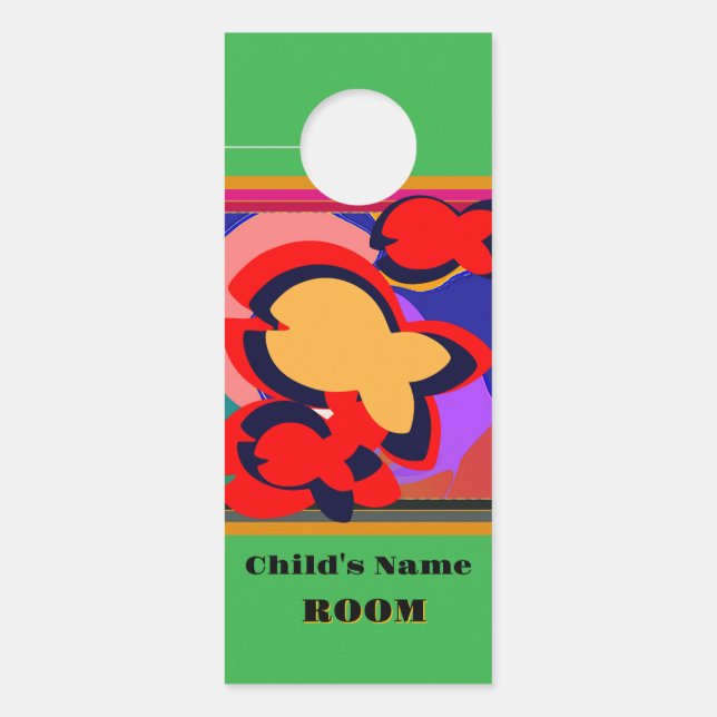 Yellow Fish Kids Green personalisieren Türanhänger (Vorderseite)