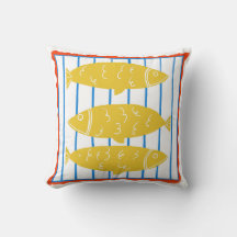 Yellow Fish Pillow - New England Vibe