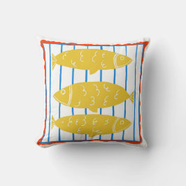 Yellow Fish Pillow - New England Vibe Kissen