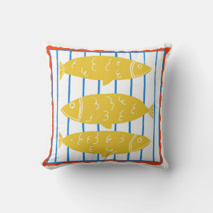 Yellow Fish Pillow - New England Vibe Kissen