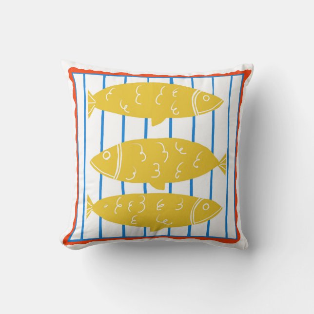 Yellow Fish Pillow - New England Vibe Kissen (Vorderseite)