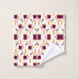 yellow fish skeletons, and orange leaves waschlappen